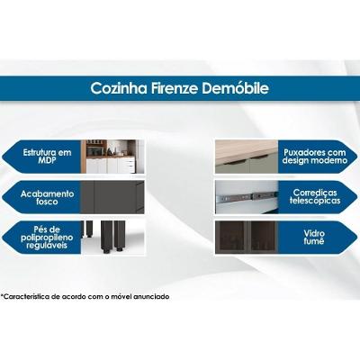 Cozinha Modulada Completa Firenze 2 Peças (1 Aéreo + 1 Balcão) CP11 Amendola/Branco - Demóbile