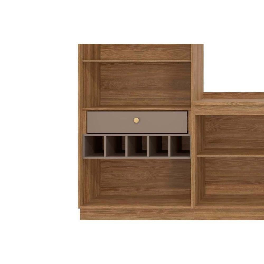 Cozinha Completa Botanic 6 Peças (2 Armários + 1 Balcão + 1 Cristaleira + 1 Paneleiro + 1 Complemento) M661 Nogueira/Verde Oliva - Kappesberg - 3