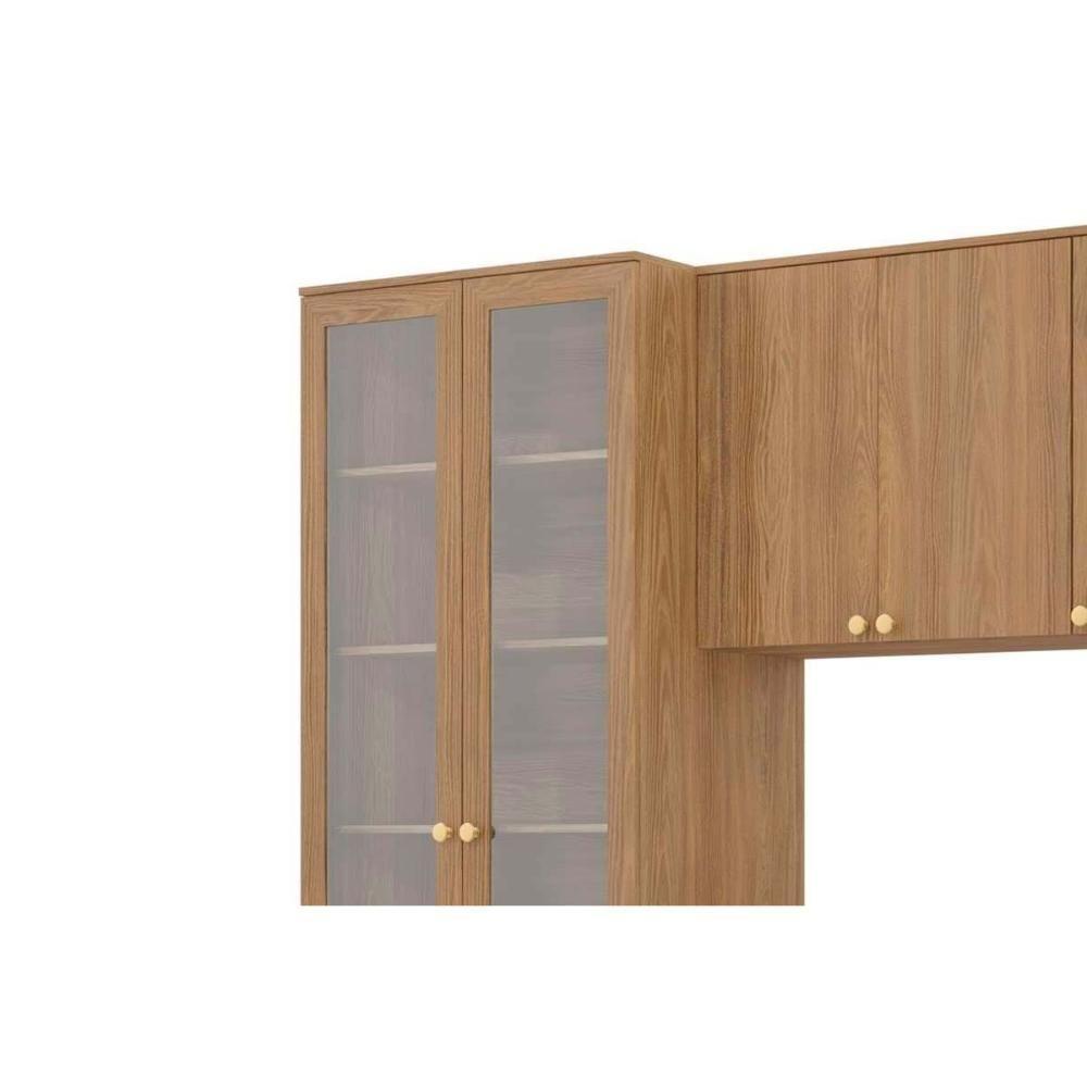 Cozinha Completa Botanic 6 Peças (2 Armários + 1 Balcão + 1 Cristaleira + 1 Paneleiro + 1 Complemento) M661 Nogueira/Verde Oliva - Kappesberg - 8