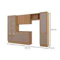 Cozinha Completa Botanic 6 Peças (2 Armários + 1 Balcão + 1 Cristaleira + 1 Paneleiro + 1 Complemento) M661 Nogueira/Verde Oliva - Kappesberg - 10