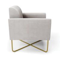 Kit 2 Poltronas Base X Industrial Dourado Marisa Veludo Cinza D03 - D\'rossi - 5