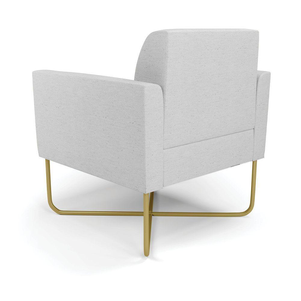 Kit 2 Poltronas Base X Industrial Dourado Marisa Linho D03 - D\'rossi Cor A05 Cinza - 3