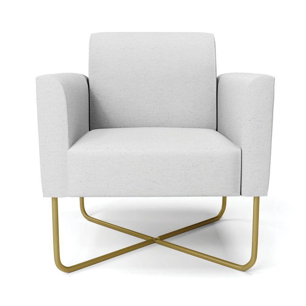 Kit 2 Poltronas Base X Industrial Dourado Marisa Linho D03 - D\'rossi Cor A05 Cinza - 5