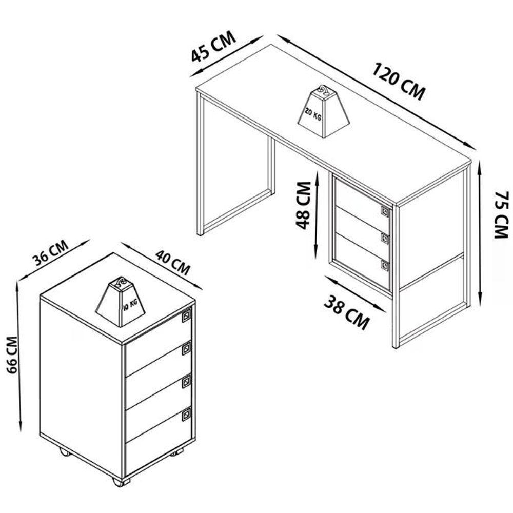 Conjunto 11 Para Escritorio 02 Peças Mel Grafite Pp Milani Store Mel Grafite - 5