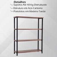 Estante Estilo Industrial Aço 120x153 I12 Castanho Madeira Taeda Dmobiliario Castanho