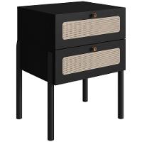 Mesa De Cabeceira 2 Gavetas Palhinha 27933 Linha Oslo Nero Artesano Nero - 1