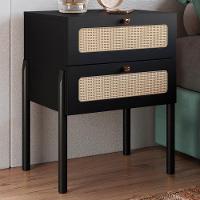 Mesa De Cabeceira 2 Gavetas Palhinha 27933 Linha Oslo Nero Artesano Nero - 5