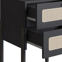 Mesa De Cabeceira 2 Gavetas Palhinha 27933 Linha Oslo Nero Artesano Nero - 7