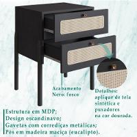 Mesa De Cabeceira 2 Gavetas Palhinha 27933 Linha Oslo Nero Artesano Nero - 8