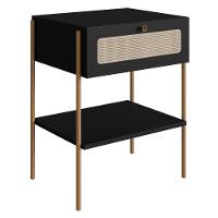 Mesa De Cabeceira 1 Gaveta Palhinha 28932 Linha Oslo Nero Artesano Nero - 1