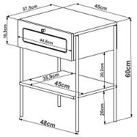 Mesa De Cabeceira 1 Gaveta Palhinha 28932 Linha Oslo Nero Artesano Nero - 6