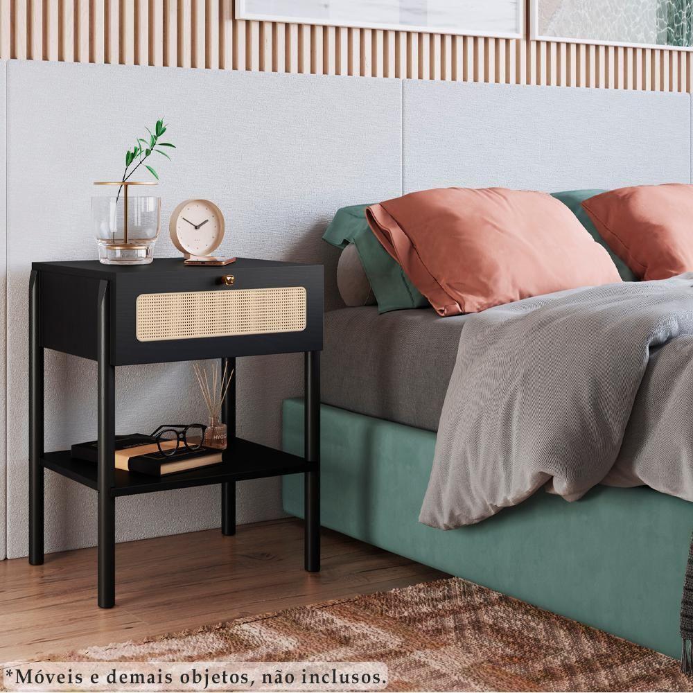 Kit 02 Mesas De Cabeceira 1 Gv Palhinha 27932 Linha Oslo Nero Artesano Nero - 7