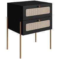 Mesa De Cabeceira 2 Gavetas Palhinha 28933 Linha Oslo Nero Artesano Nero - 1