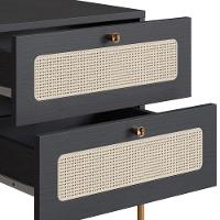 Mesa De Cabeceira 2 Gavetas Palhinha 28933 Linha Oslo Nero Artesano Nero - 2