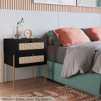 Mesa De Cabeceira 2 Gavetas Palhinha 28933 Linha Oslo Nero Artesano Nero - 3