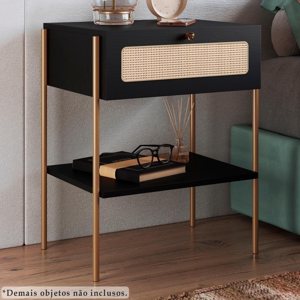 Kit 02 Mesas De Cabeceira 1 Gv Palhinha 28932 Linha Oslo Nero Artesano Nero - 4