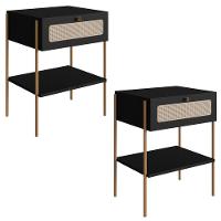 Kit 02 Mesas De Cabeceira 1 Gv Palhinha 28932 Linha Oslo Nero Artesano Nero - 1