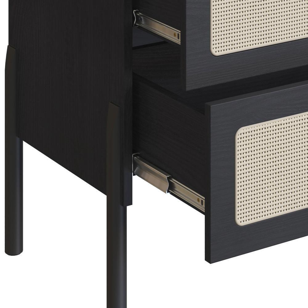 Comoda E 02 Mesas De Cabeceira Palhinha 27934x27933 Linha Oslo Nero Artesano Nero - 6