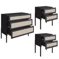 Comoda E 02 Mesas De Cabeceira Palhinha 27934x27933 Linha Oslo Nero Artesano Nero - 2