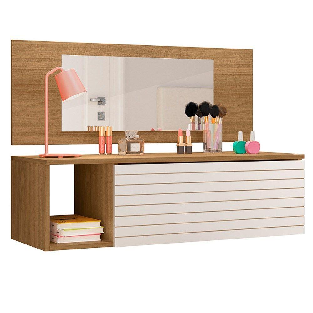 Penteadeira Suspensa Com Painel E Espelho Joy - Ssx Multicoisas Cor Nature-branco - 1