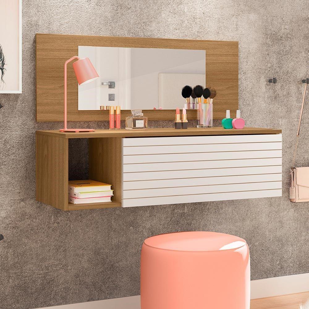 Penteadeira Suspensa Com Painel E Espelho Joy - Ssx Multicoisas Cor Nature-branco - 4