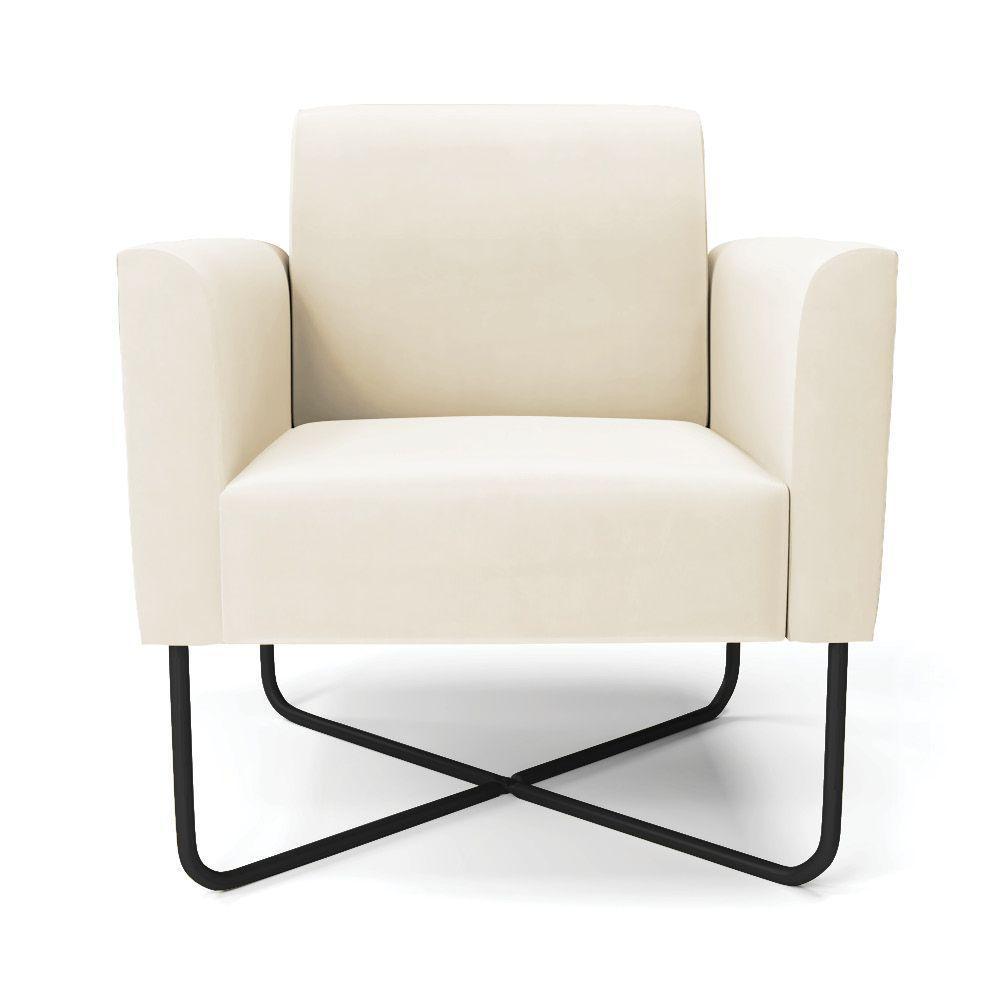 Kit 2 Poltronas Base X Industrial Preto Marisa Veludo D03 - D\'rossi Cor Bege - 6