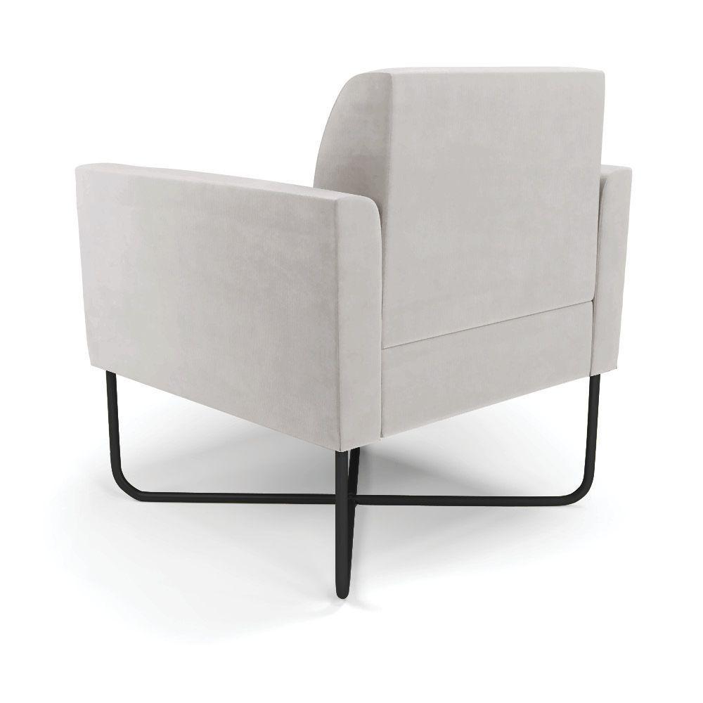 Kit 2 Poltronas Base X Industrial Preto Marisa Veludo D03 - D\'rossi Cor Cinza - 6