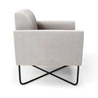 Kit 2 Poltronas Base X Industrial Preto Marisa Veludo D03 - D\'rossi Cor Cinza - 7