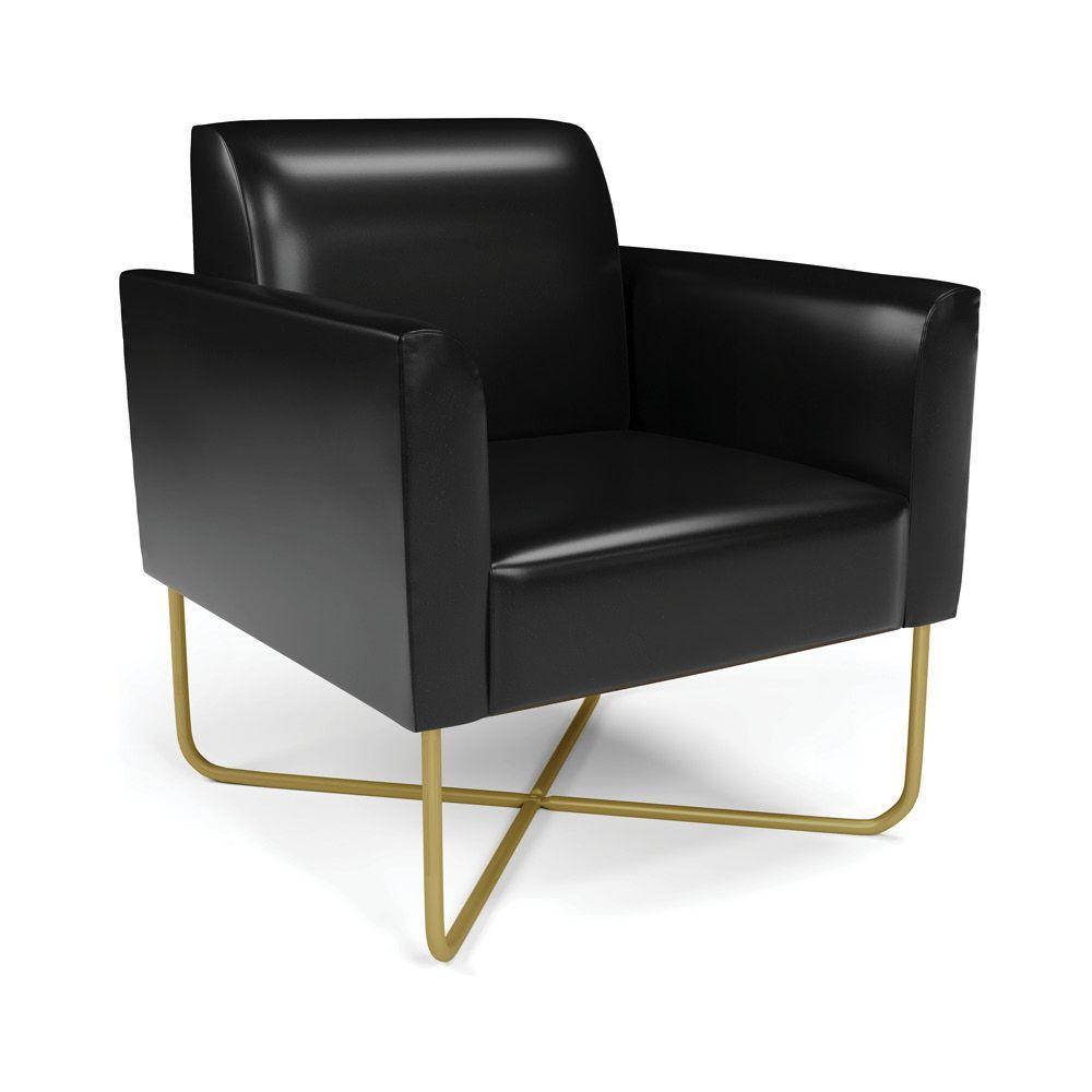 Poltrona Base X Industrial Dourado Marisa Corano D03 - D\'rossi Cor Preto - 1