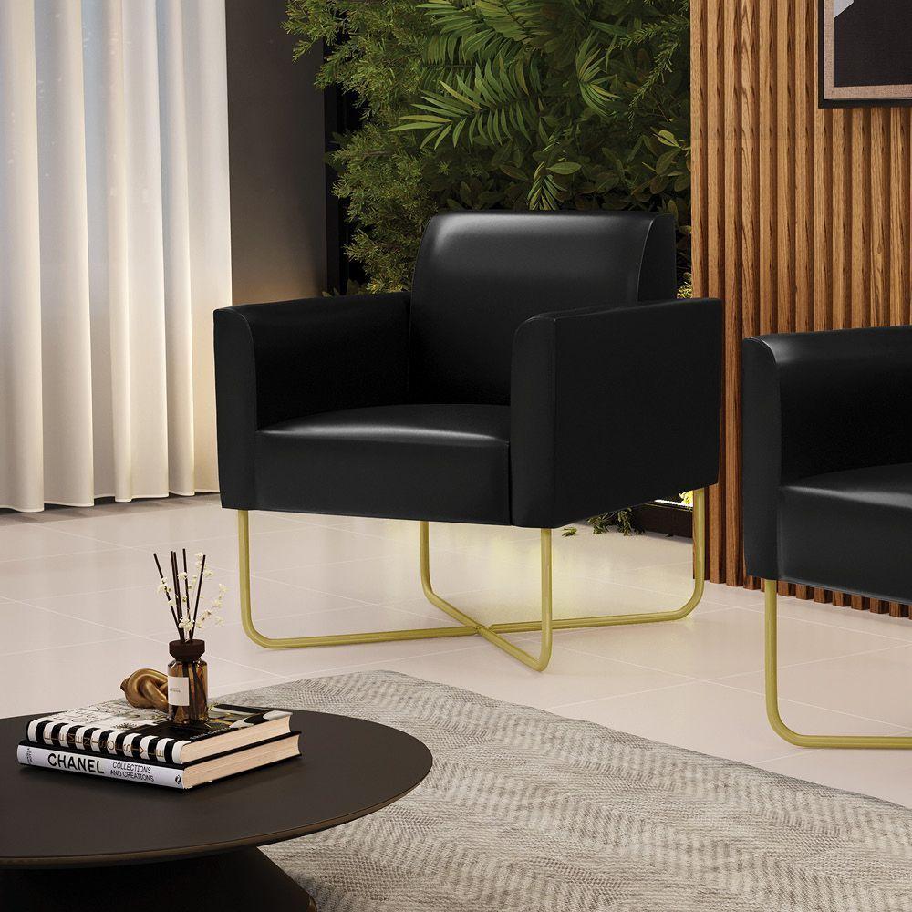 Poltrona Base X Industrial Dourado Marisa Corano D03 - D\'rossi Cor Preto - 4