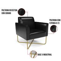 Poltrona Base X Industrial Dourado Marisa Corano D03 - D\'rossi Cor Preto - 5