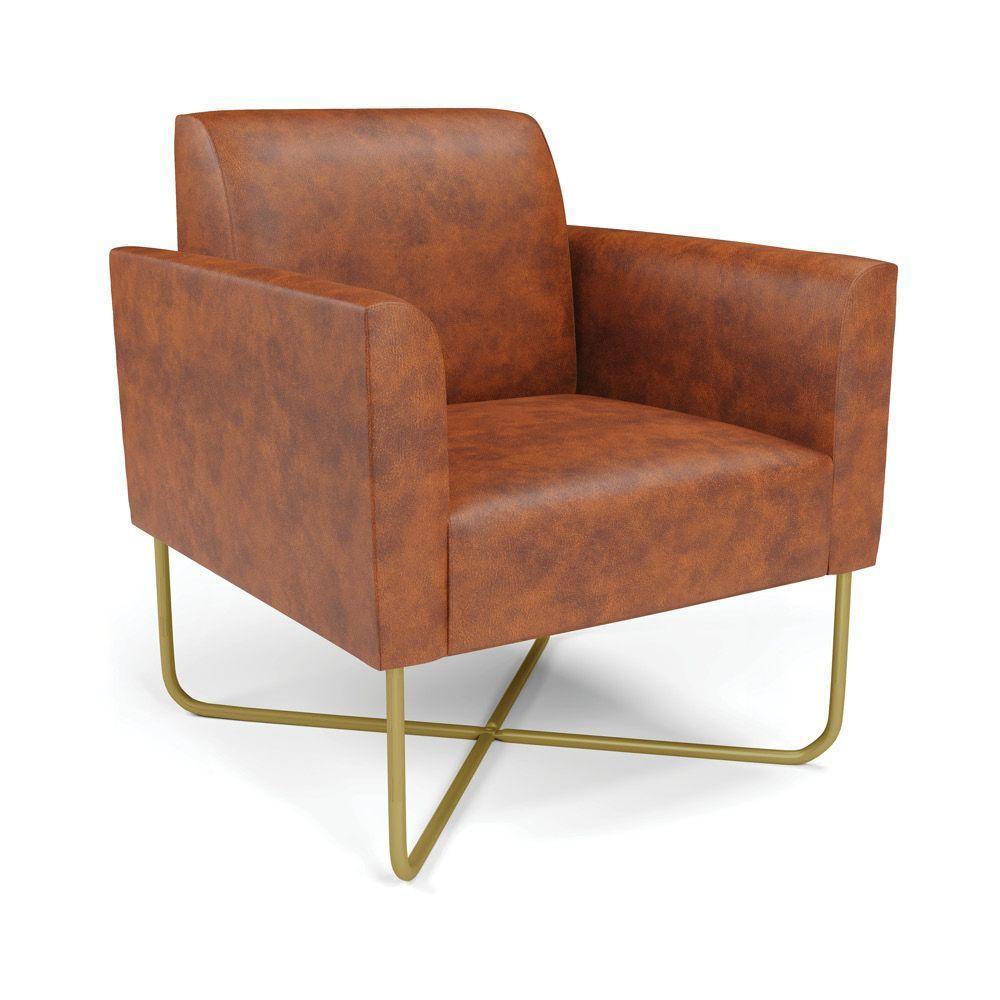 Poltrona Base X Industrial Dourado Marisa Corano D03 - D\'rossi Cor Nozes - 1