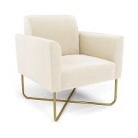 Poltrona Base X Industrial Dourado Marisa Veludo D03 - D\'rossi Cor Bege - 1