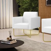 Poltrona Base X Industrial Dourado Marisa Corano Branco D03 - D\'rossi - 7