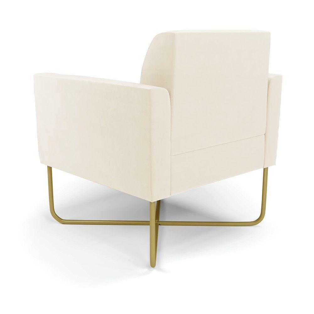 Kit 2 Poltronas Base X Industrial Dourado Marisa Veludo Bege D03 - D\'rossi - 4