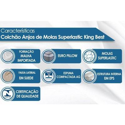 Colchão King Molas Superlastic King Best Pillow Top Europeu 193x203x28cm Anjos