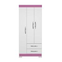 Guarda Roupa Solteiro Nt5000 3 Portas E 2 Gavetas Com Pés Notável Branco New- Rosa Flex - 6