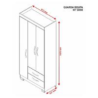 Guarda Roupa Solteiro Nt5000 3 Portas E 2 Gavetas Com Pés Notável Branco New- Rosa Flex - 9