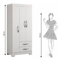 Guarda Roupa Solteiro Nt5000 3 Portas E 2 Gavetas Com Pés Notável Branco New- Rosa Flex - 10