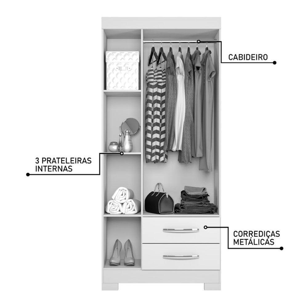 Guarda Roupa Solteiro Nt5000 3 Portas E 2 Gavetas Com Pés Notável Freijo Trend Com Off White - 2