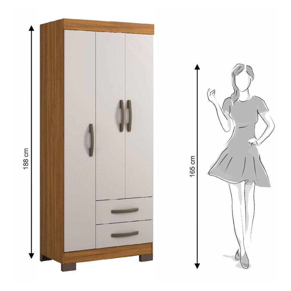 Guarda Roupa Solteiro Nt5000 3 Portas E 2 Gavetas Com Pés Notável Freijo Trend Com Off White - 6