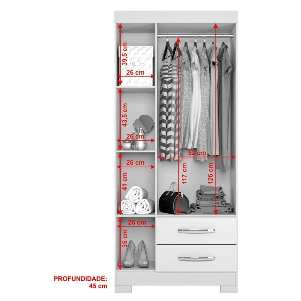 Guarda Roupa Solteiro Nt5000 3 Portas E 2 Gavetas Com Pés Notável Freijo Trend Com Off White - 7