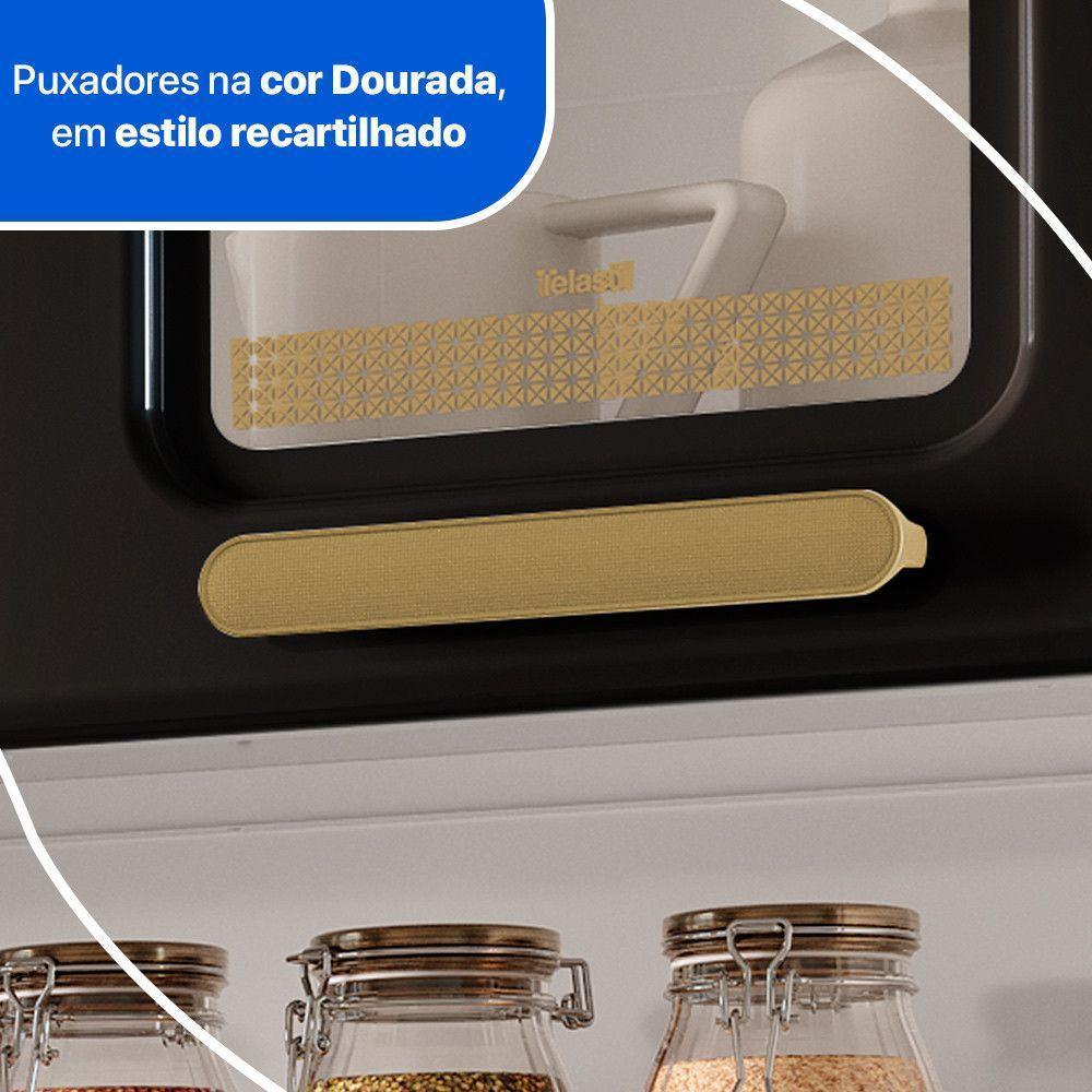 Armário Aéreo De Cozinha ágata 3 Portas Com Vidro 817007 Telasul Preto - 3