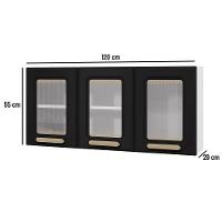 Armário Aéreo De Cozinha ágata 3 Portas Com Vidro 817007 Telasul Preto