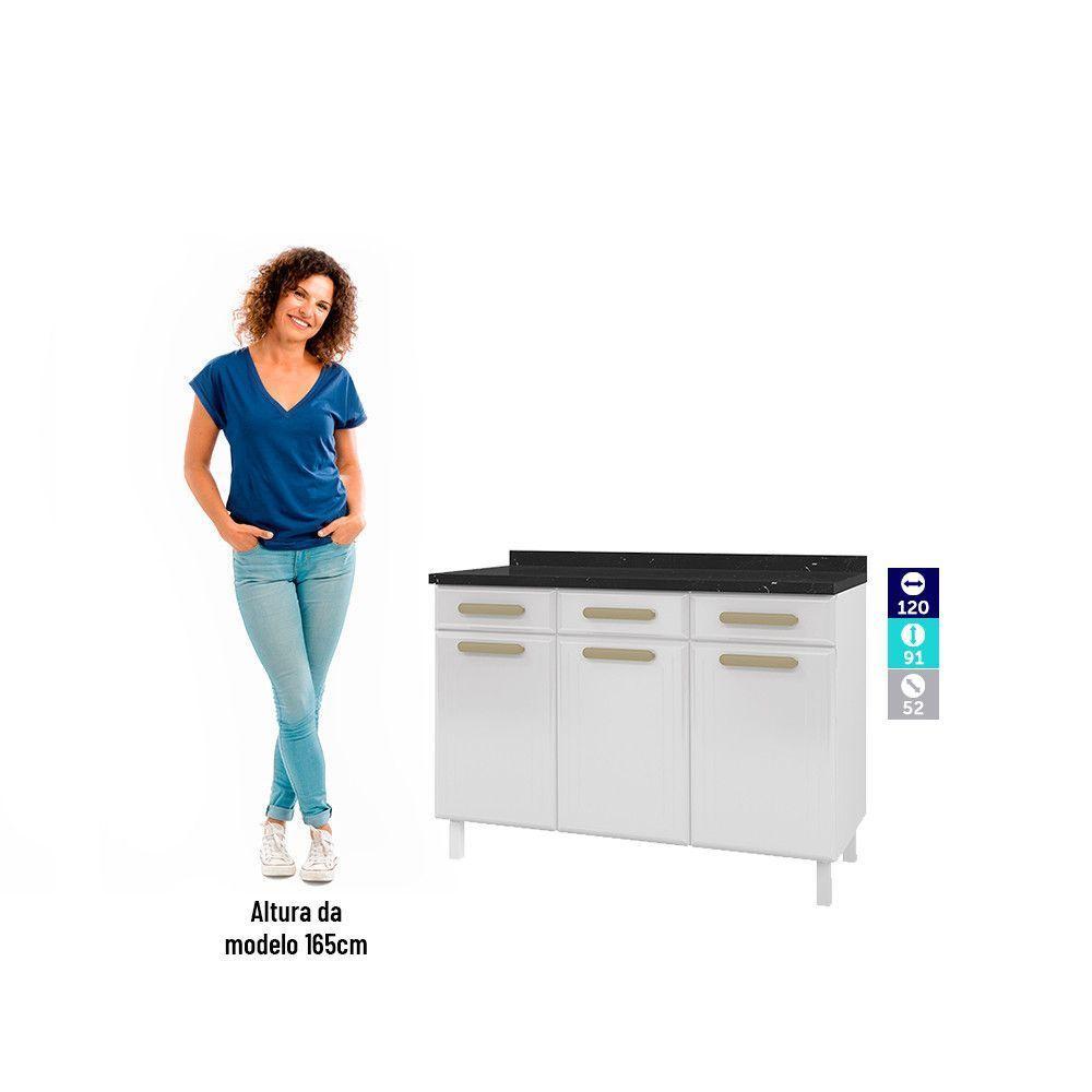 Balcão De Cozinha ágata 3 Portas E 3 Gavetas Com Tampo 817108 Telasul Branco - 4