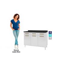 Balcão De Cozinha ágata 3 Portas E 3 Gavetas Com Tampo 817108 Telasul Branco