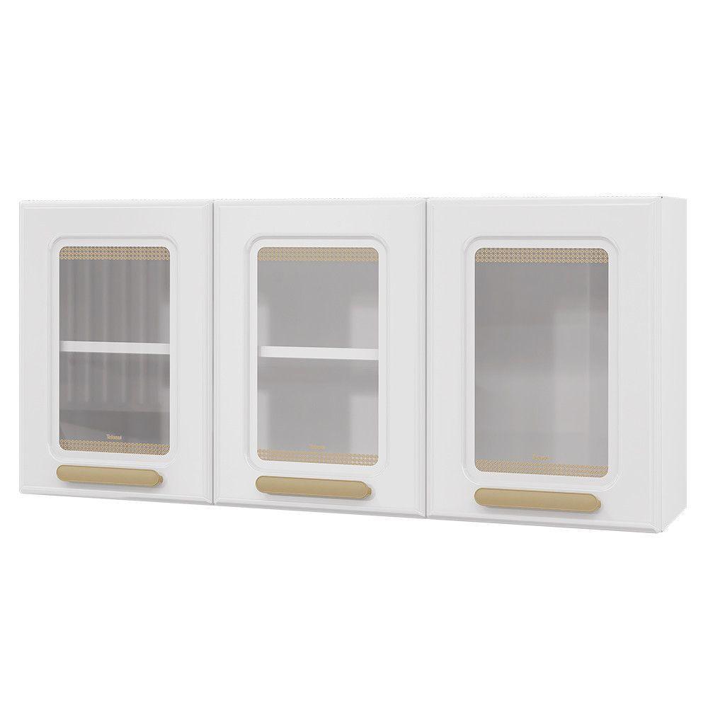 Armário Aéreo De Cozinha ágata 3 Portas Com Vidro 817007 Telasul Branco - 1