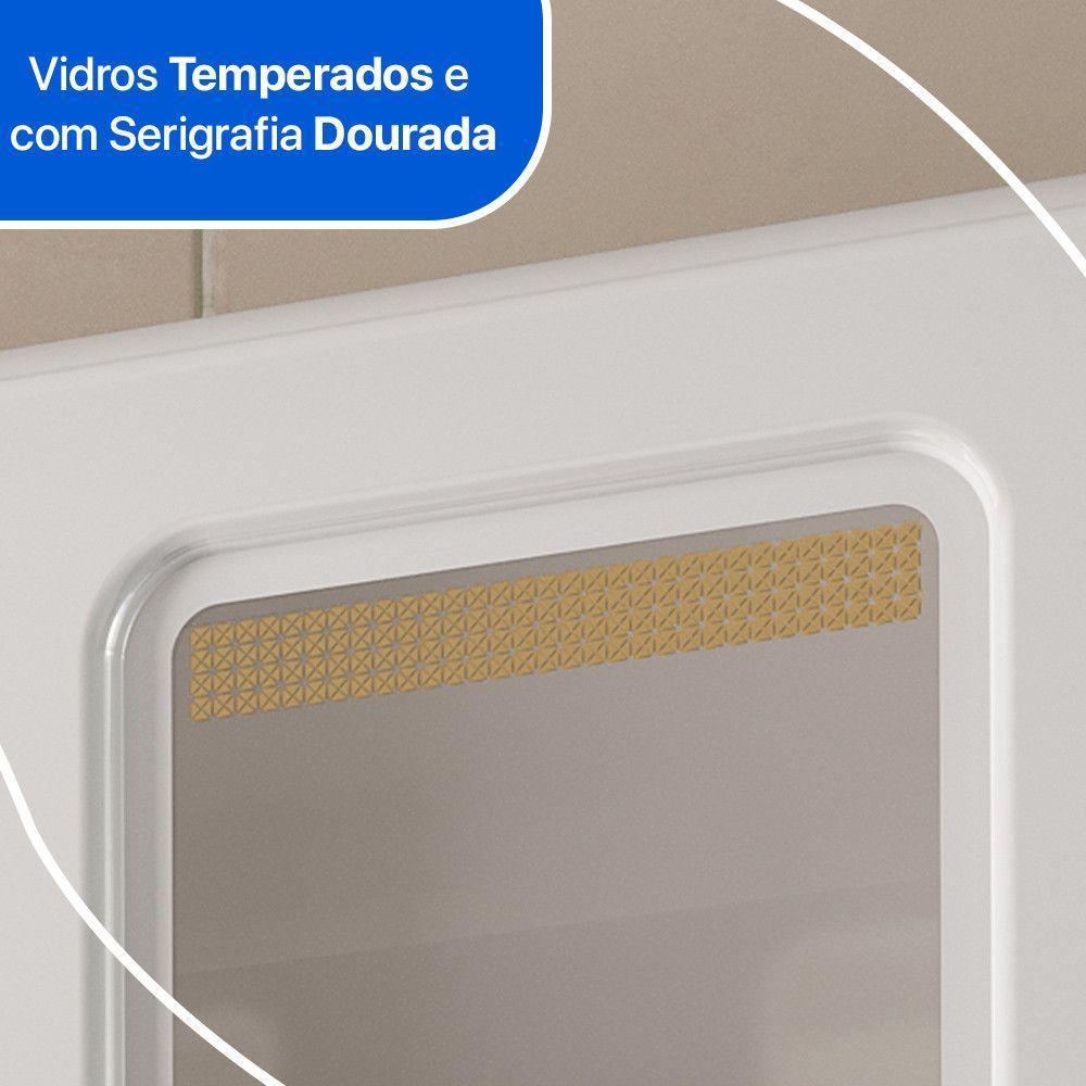 Armário Aéreo De Cozinha ágata 3 Portas Com Vidro 817007 Telasul Branco - 4