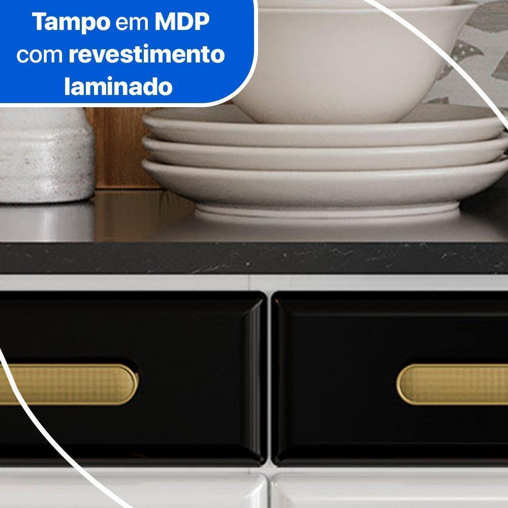 Balcão De Cozinha ágata 3 Portas E 3 Gavetas Com Tampo 817108 Telasul Branco Com Preto - 6