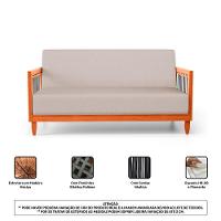 Kit 02 Poltronas E 01 Sofá Samoa Madeira Maciça Com Cordas Náutica Linho Rústico Areia - Desk Design - 8